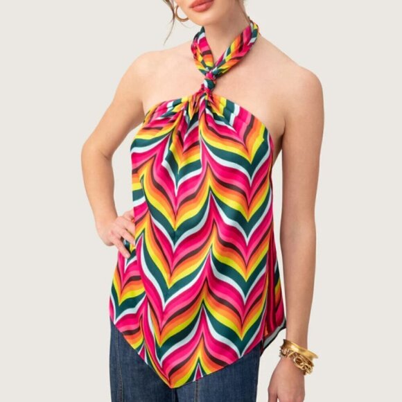 Trina Turk 'Marine 3' Satin Halter Top Radio City Rose Multi